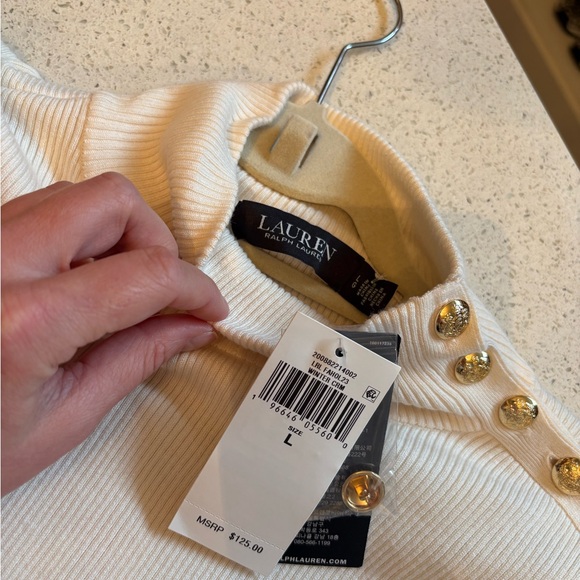 Lauren Ralph Lauren Cream Sweater with Gold Buttons - Picture 7 of 8